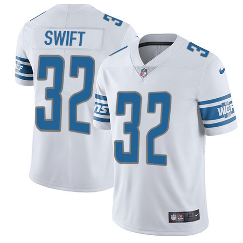 Gorgeous Lions #32 D'Andre Swift White Men's Stitched NFL Vapor Untouchable Limited Jersey