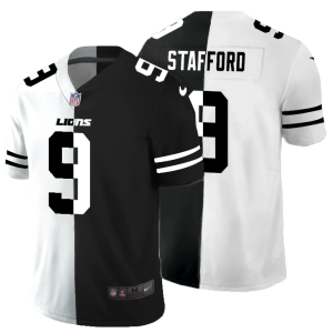 Marvelous Detroit Lions #9 Matthew Stafford Men's Black V White Peace Split Vapor Untouchable Limited NFL Jersey