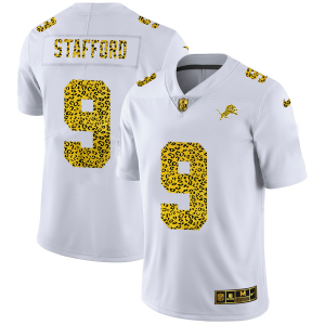 Marvelous Detroit Lions #9 Matthew Stafford Men's Flocked Leopard Print Vapor Limited NFL Jersey White