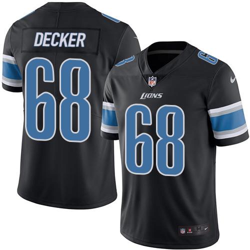 Outstanding Lions #68 Taylor Decker Black Men's Stitched NFL Limited Rush Jersey