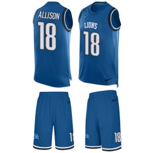Marvelous Lions #18 Geronimo Allison Blue Team Color Men's Stitched NFL Limited Tank Top Suit Jersey