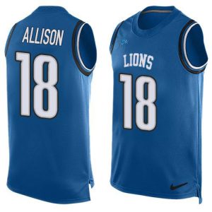 Superb Lions #18 Geronimo Allison Blue Team Color Men's Stitched NFL Limited Tank Top Jersey