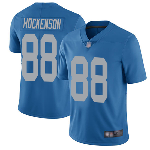 Exceptional Lions #88 T.J. Hockenson Blue Throwback Men's Stitched NFL Vapor Untouchable Limited Jersey