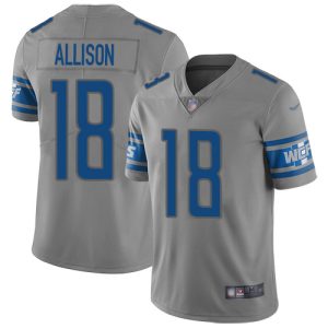 Finest Lions #18 Geronimo Allison Gray Men's Stitched NFL Limited Inverted Legend Jersey