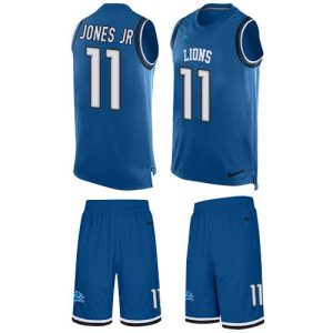 Exceptional Lions #11 Marvin Jones Jr Blue Team Color Men's Stitched NFL Limited Tank Top Suit Jersey