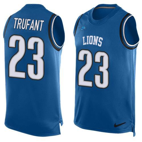 Finest Lions #23 Desmond Trufant Blue Team Color Men's Stitched NFL Limited Tank Top Jersey