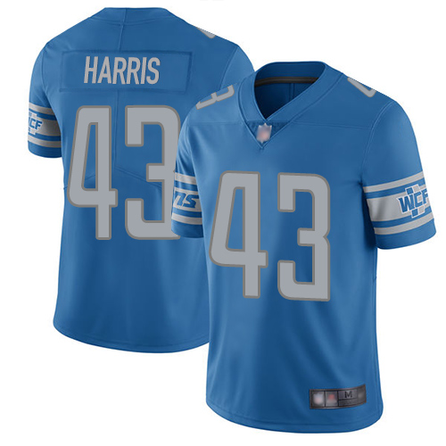 Finest Lions #43 Will Harris Blue Team Color Men's Stitched NFL Vapor Untouchable Limited Jersey