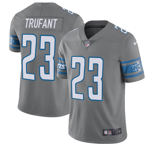 Outstanding Lions #23 Desmond Trufant Gray Men's Stitched NFL Limited Rush Jersey