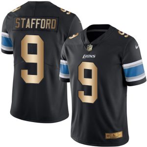 Superb Lions #9 Matthew Stafford Black Men's Stitched NFL Limited Gold Rush Jersey
