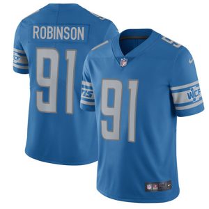 Gorgeous Lions #91 A'Shawn Robinson Blue Team Color Men's Stitched NFL Vapor Untouchable Limited Jersey