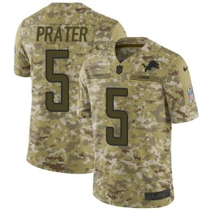 Exquisite Lions #5 Matt Prater Camo Men's Stitched NFL Limited 2018 Salute To Service Jersey