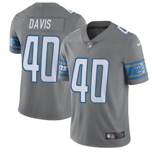 Outstanding Lions #40 Jarrad Davis Gray Men's Stitched NFL Limited Rush Jersey