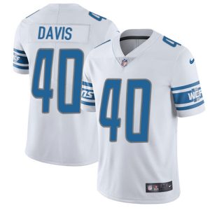 Marvelous Lions #40 Jarrad Davis White Men's Stitched NFL Vapor Untouchable Limited Jersey