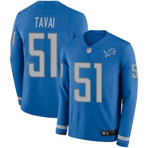 Finest Lions #51 Jahlani Tavai Blue Team Color Men's Stitched NFL Limited Therma Long Sleeve Jersey