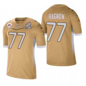 Superb Detroit Lions #77 Frank Ragnow 2021 NFC Pro Bowl Game Gold NFL Jersey
