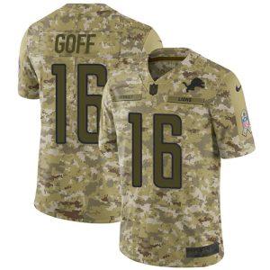 Marvelous Detroit Lions #16 Jared Goff Camo Men's Stitched NFL Limited 2018 Salute To Service Jersey