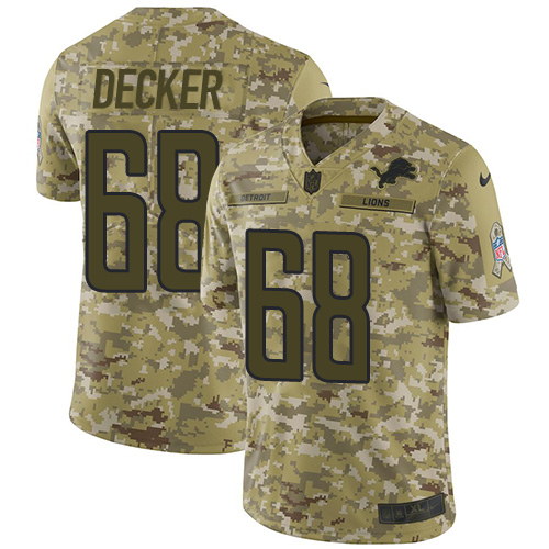 High quality Lions #68 Taylor Decker Camo Men's Stitched NFL Limited 2018 Salute To Service Jersey