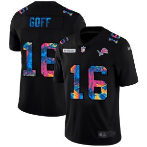 Superb Detroit Lions #16 Jared Goff Men's Multi-Color Black 2020 NFL Crucial Catch Vapor Untouchable Limited Jersey