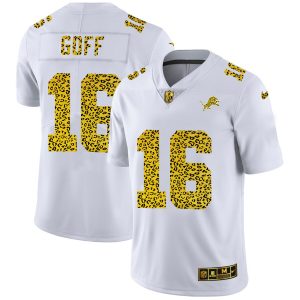 Marvelous Detroit Lions #16 Jared Goff Men's Flocked Leopard Print Vapor Limited NFL Jersey White