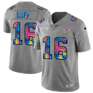Outstanding Detroit Lions #16 Jared Goff Men's Multi-Color 2020 NFL Crucial Catch NFL Jersey Greyheather