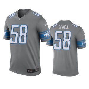 Premium Detroit Lions #58 Penei Sewell Gray Men's Stitched NFL Limited Rush Jersey