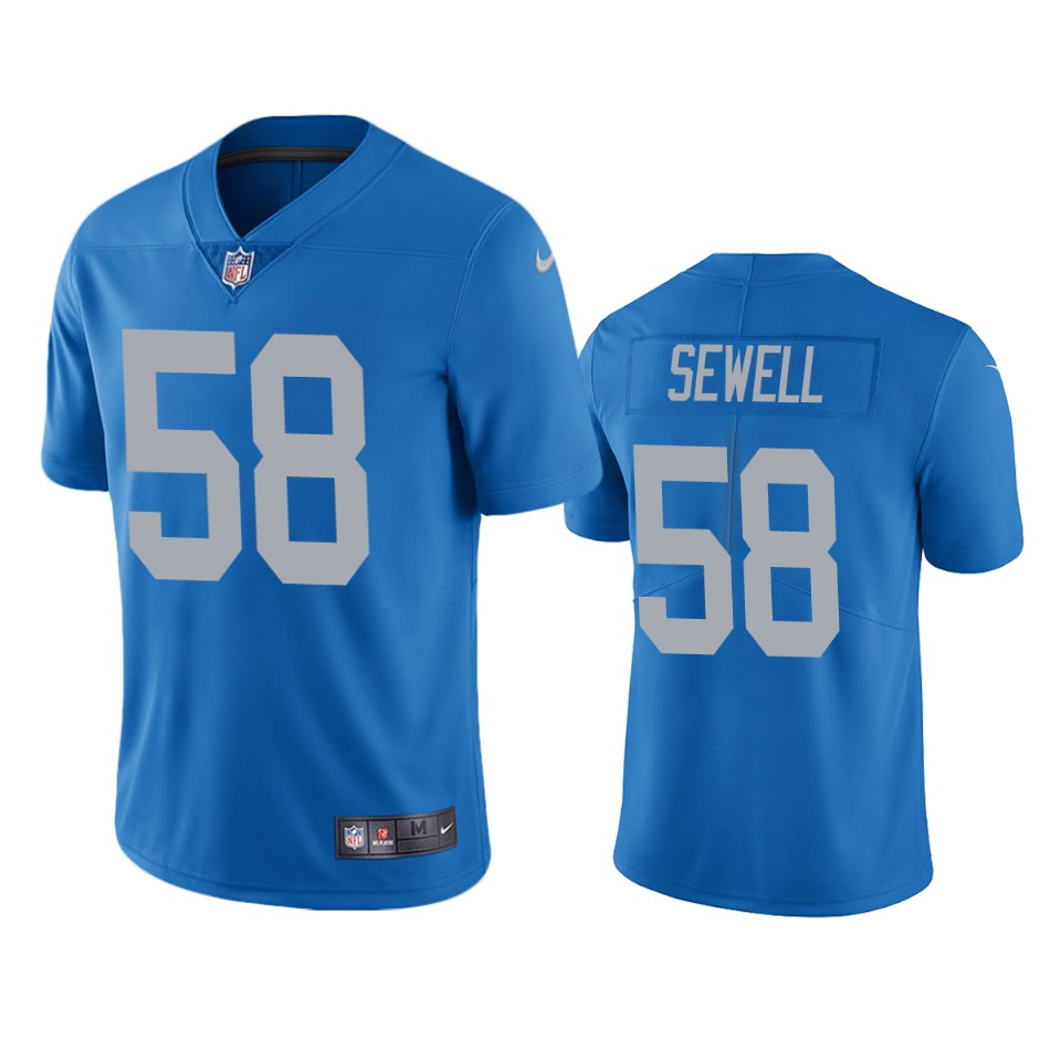 Premium Detroit Lions #58 Penei Sewell Blue Throwback Men's Stitched NFL Vapor Untouchable Limited Jersey