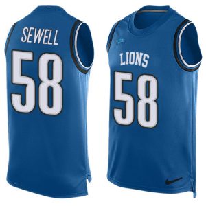 High quality Detroit Lions #58 Penei Sewell Blue Team Color Men's Stitched NFL Limited Tank Top Jersey