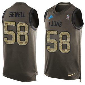 Exquisite Detroit Lions #58 Penei Sewell Green Men's Stitched NFL Limited Salute To Service Tank Top Jersey