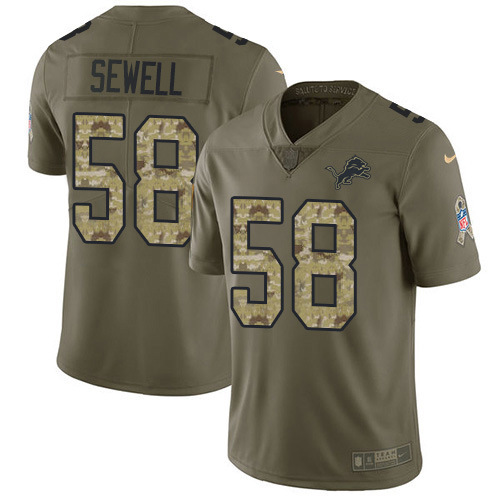 Exquisite Detroit Lions #58 Penei Sewell Olive/Camo Men's Stitched NFL Limited 2017 Salute To Service Jersey