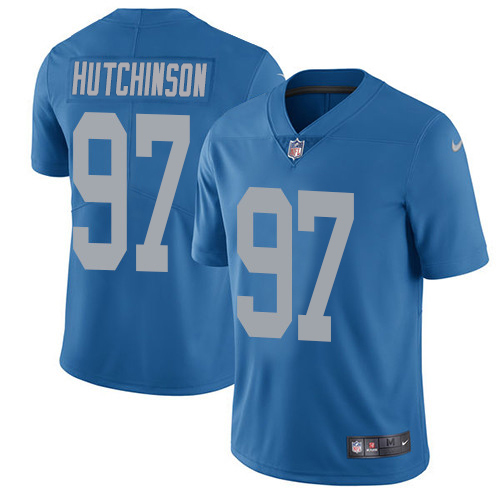 Marvelous Lions #97 Aidan Hutchinson Blue Throwback Men's Stitched NFL Vapor Untouchable Limited Jersey