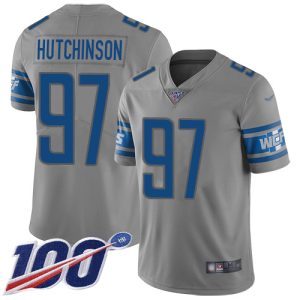Superb Lions #97 Aidan Hutchinson Gray Men's Stitched NFL Limited Inverted Legend 100th Season Jersey