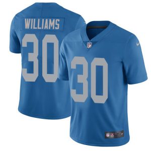 Superb Lions #30 Jamaal Williams Blue Throwback Men's Stitched NFL Vapor Untouchable Limited Jersey