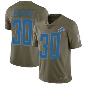 Premium Lions #30 Jamaal Williams Olive Men's Stitched NFL Limited 2017 Salute To Service Jersey