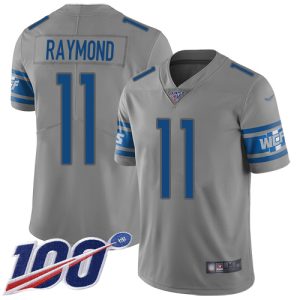 Superior Lions #11 Kalif Raymond Gray Men's Stitched NFL Limited Inverted Legend 100th Season Jersey