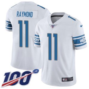Superior Lions #11 Kalif Raymond White Men's Stitched NFL 100th Season Vapor Untouchable Limited Jersey