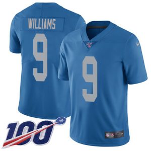 Finest Lions #9 Jameson Williams Blue Throwback Men's Stitched NFL 100th Season Vapor Untouchable Limited Jersey