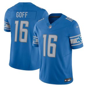 Premium Detroit Lions #16 Jared Goff Men's Blue Vapor F.U.S.E. Limited Jersey