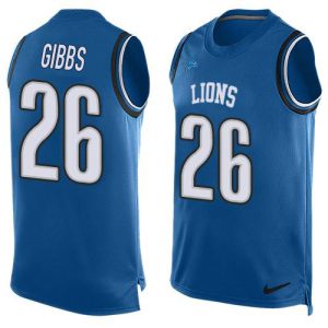 Exceptional Lions #26 Jahmyr Gibbs Blue Team Color Men's Stitched NFL Limited Tank Top Jersey