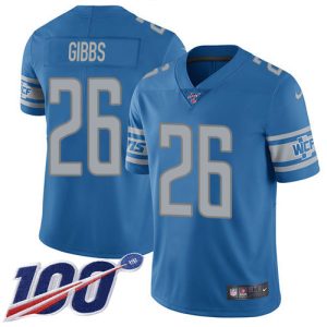 High quality Lions #26 Jahmyr Gibbs Blue Team Color Men's Stitched NFL 100th Season Vapor Untouchable Limited Jersey