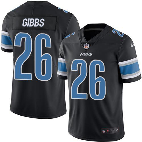 High quality Lions #26 Jahmyr Gibbs Black Men's Stitched NFL Limited Rush Jersey