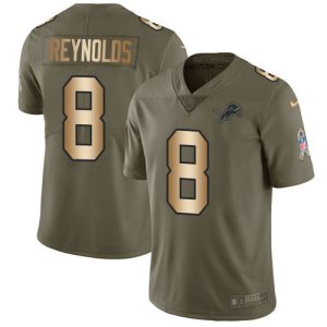 Exceptional Lions #8 Josh Reynolds Olive/Gold Men's Stitched NFL Limited 2017 Salute To Service Jersey