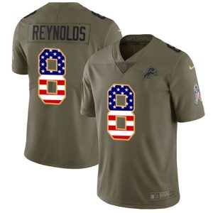 Marvelous Lions #8 Josh Reynolds Olive/USA Flag Men's Stitched NFL Limited 2017 Salute To Service Jersey
