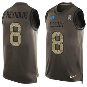 Exquisite Lions #8 Josh Reynolds Green Men's Stitched NFL Limited Salute To Service Tank Top Jersey