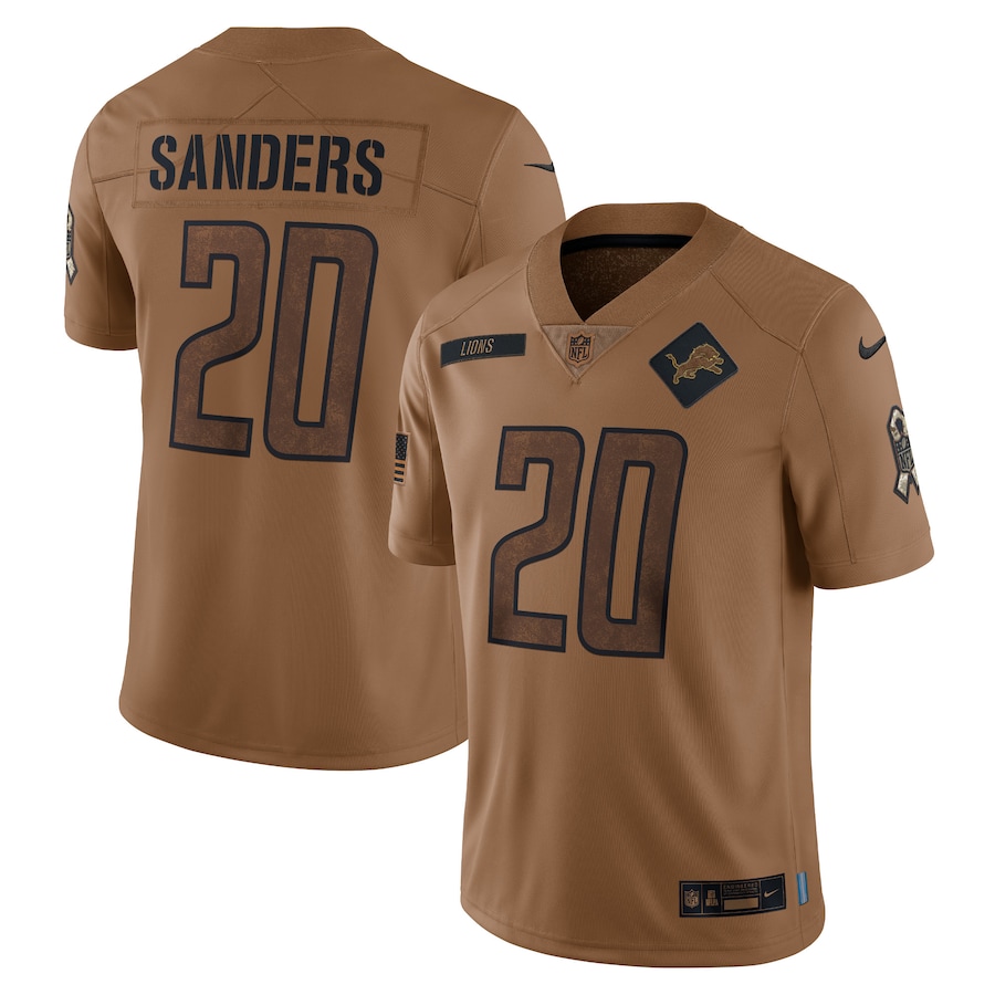 Superior Detroit Lions #20 Barry Sanders Men's 2023 Salute To Service Limited Jersey - Brown