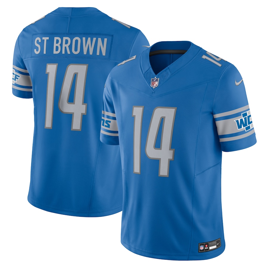 Outstanding Detroit Lions #14 Amon-Ra St. Brown Men's Blue Vapor F.U.S.E. Limited Jersey