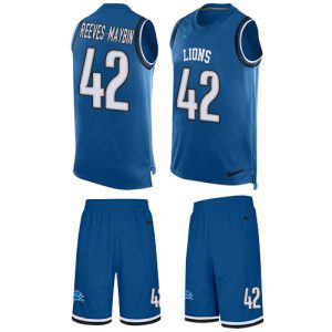 High quality Lions #42 Jalen Reeves-Maybin Blue Team Color Men's Stitched NFL Limited Tank Top Suit Jersey