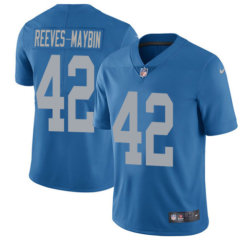 Finest Lions #42 Jalen Reeves-Maybin Blue Throwback Men's Stitched NFL Vapor Untouchable Limited Jersey