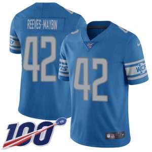 Gorgeous Lions #42 Jalen Reeves-Maybin Blue Team Color Men's Stitched NFL 100th Season Vapor Untouchable Limited Jersey