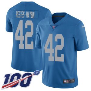 Finest Lions #42 Jalen Reeves-Maybin Blue Throwback Men's Stitched NFL 100th Season Vapor Untouchable Limited Jersey