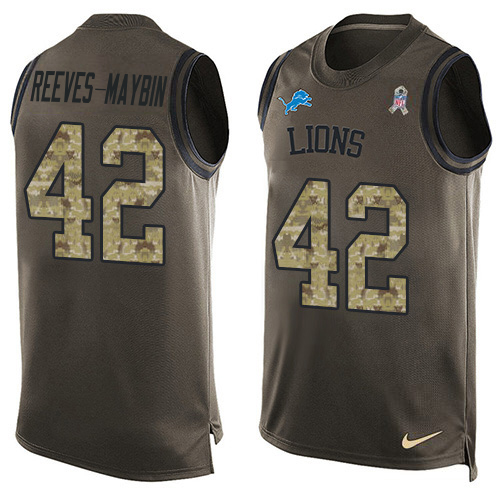 Outstanding Lions #42 Jalen Reeves-Maybin Green Men's Stitched NFL Limited Salute To Service Tank Top Jersey